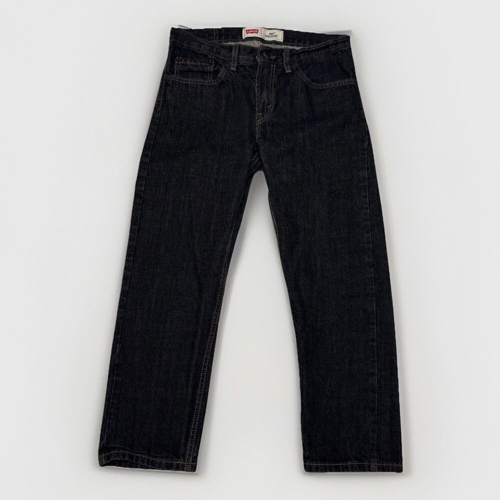 Levis 505 Cropped Straight Leg Jeans Womens 30 x 26 Black Mid Rise Denim